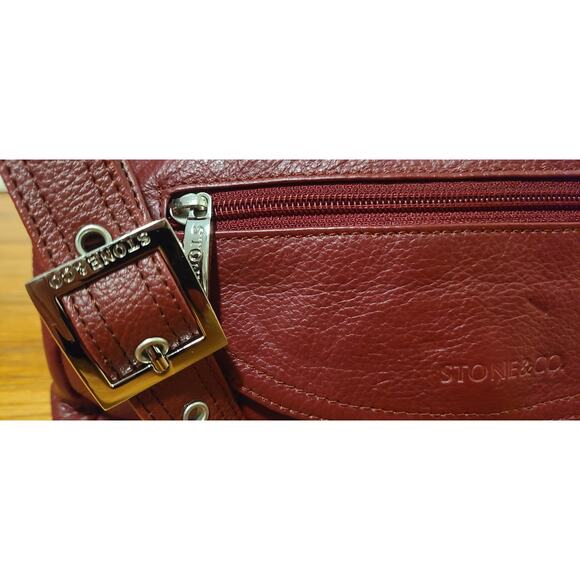 Stone Mountain Red Leather Shoulder Bag Retro - Picture 3 of 7